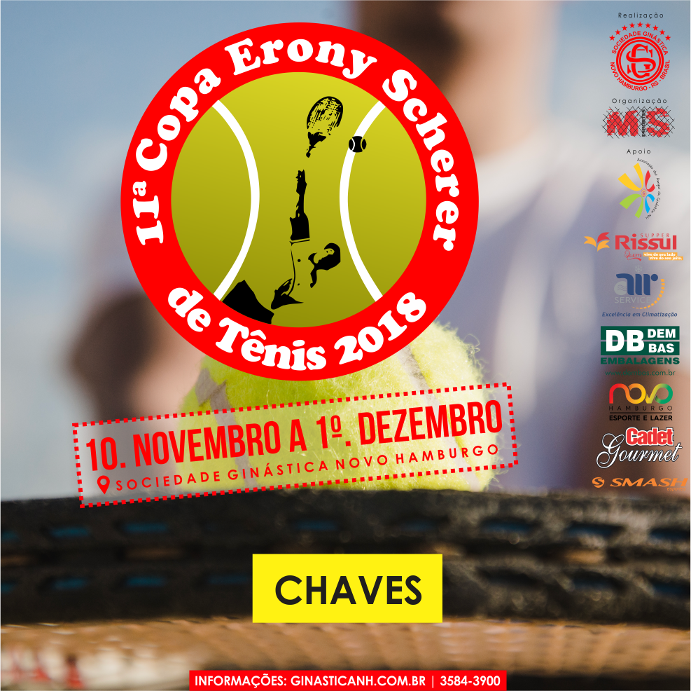 Confira as Chaves da Copa Erony Scherer de Tênis